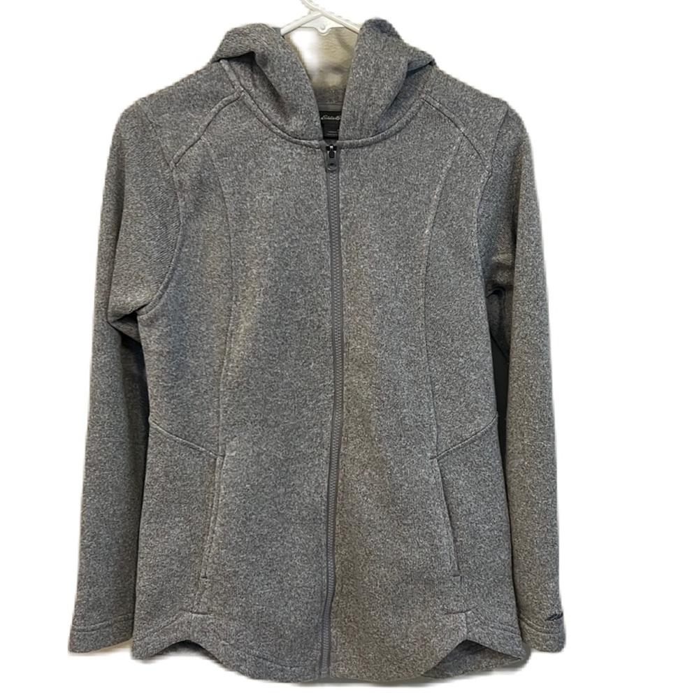 Eddie Bauer Women Fleece Full Zip Hoodie Jacket Gray Size SMALL